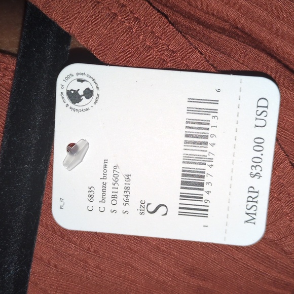 NWT Free People Speed Dial Ribbed Bodysuit Terracotta Size Small - Picture 6 of 7